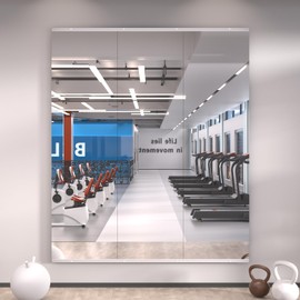 LOAAO Home Gym Mirror, 56"x16"-3 PCS Gym Mirrors for Wall, Frameless, Tempered Glass, Large Workout Mirrors for Home Gym, Dance Studio, Yoga Room, Garage Gym