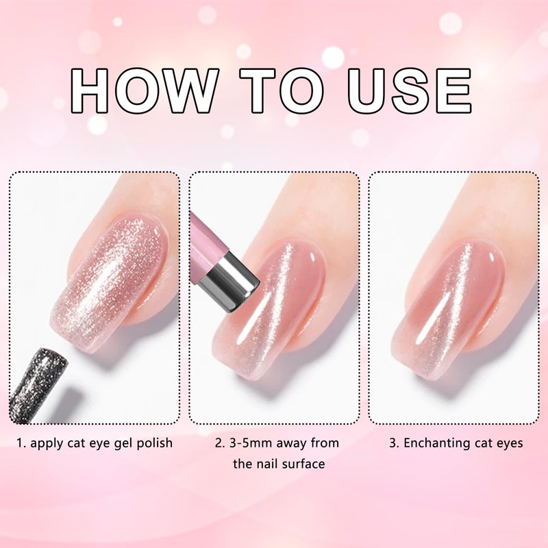 HYWWPFLAY Cat Eye Magnet for Nails, Chasing Light Cat Eye
