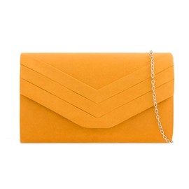 LeahWard Women's Faux Suede Leather Clutch Bag Wedding Bridal Prom Handbags 809 (Mustard)