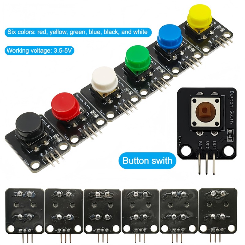 Yuuhseel 2 Sets Six Colors 12x12mm Big Button Module 3Pins