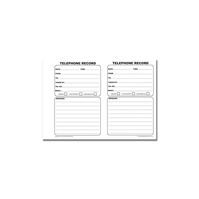 Cherry NCR Telephone Record Duplicate Book SL A5 40 Sets