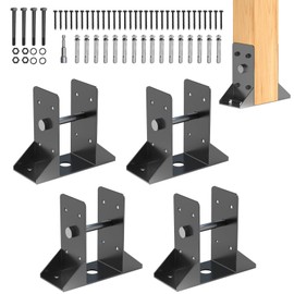 TAYORY 4x4 Post Base 4 Pcs,Inner Size 3.6"x3.6" Post Anchors, Black Heavy Duty Deck Railing Post Brackets, 4x4 Post Bracket for Deck Railing Support,Pergolas,Mailbox,