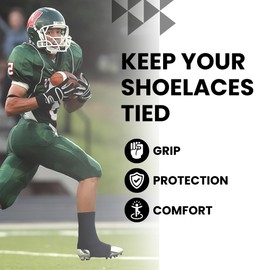 Pure Athlete Football Cleat Covers - Spats and Lace Band for Football, Soccer, Lacrosse (Black, XL)