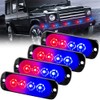 Sidaqi 4-LED Red&Blue Police Light,Surface Flash Mount Grille Emergency Strobe