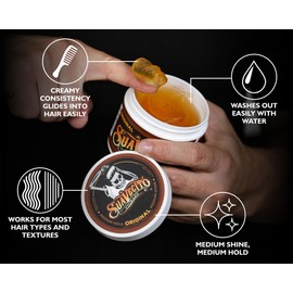 Suavecito Pomade Original Hold For Men 4 oz, 1 Pack - Medium Shine Water Based Wax Like Flake Free Hair Gel - Easy To Wash Out - All Day Hold For All Hairstyles