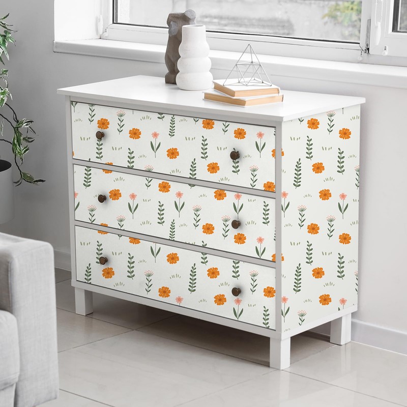 VaryFloral 30.5 cm x 300 cm Fresh Orange Daisy Sage