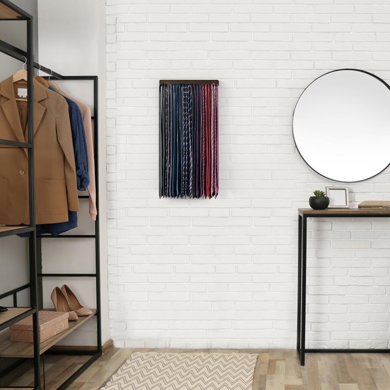 Mkono Tie Rack Wall Mounted Belt Hanger Holder Rustic Wood