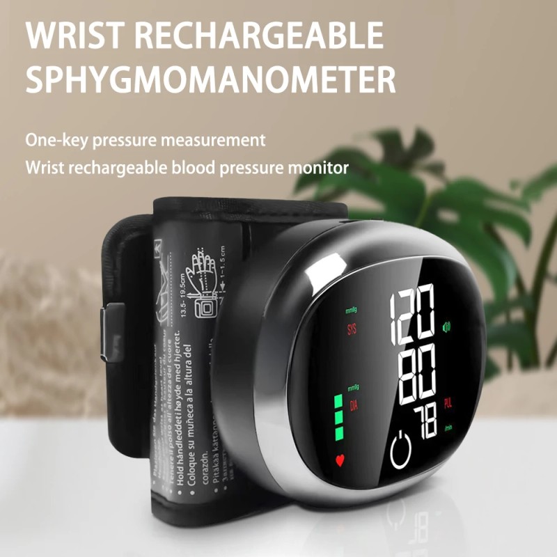 Digital Wrist Blood Pressure Monitor, Automatic BP Machine with Voice,