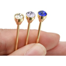 3PCS Men's Crystal Boutonniere Tie Business Shirt Collar Bar Necktie Clasp Lapel Stick Brooch Shirt Collar Stay Bar Cravat Pin, Metal, alloy