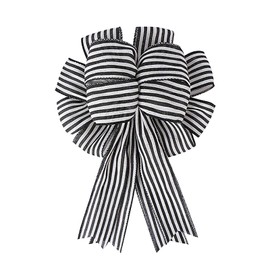 Large Black White Stripe Gift Bows Burlap Wreaths Bows Christmas Tree Topper for Wedding Holiday Birthday Party Decoration