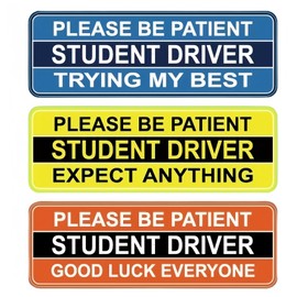 Student Driver Magnet for Car, 3 Pack Reflective Funny New Driver Car Magnets, 9.8 x 3.3 Inch, Removable, Water Proof, UV Heat Resistant, Suitable for Students and Novices as Auxiliary Equipment