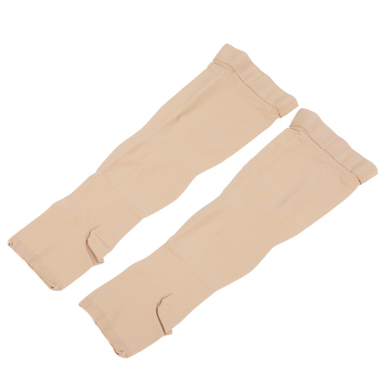3XL Beige Open Toe Compression Stockings Thigh High 23‑32mmHg Toeless