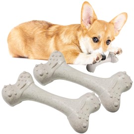 RINGSUN Dog Chew Toy, 2-Pack Tough Bone Puppy Chew Toy for Aggressive Chewer, Interactive Dog Teeth Cleaning Toys