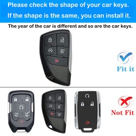 Kirsnda Key fob Cover case with Metal Buckle Compatible with 2021 2022 Suburban Tahoe Remote Key Vehicle Accessories Soft TPU Key Shell/Skin,5-Buttons(Black)