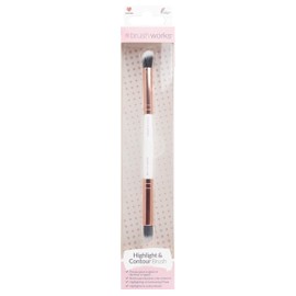 Brushworks Highlight and Contour Brush, White/Gold, 100 g
