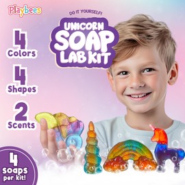 Playbees Unicorn Soap Making Kit for Kids – Fun DIY Project Age 6-12, STEM Science Craft, Educational Toys & Birthday Gifts for Girls and Boys