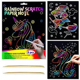 BAOXUE Scratch Art for Kids, Rainbow Scratch Paper Art Set, Scratch Coloring Book,Arts and Crafts for Kids Ages 4-8 Girls Boys,Christmas Crafts,Stocking Stuffers for Kids