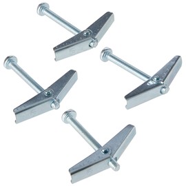 Merriway BH02495 (4 Pcs) Wing Spring Toggle with Machine Screw for Plasterboard Hollow Walls & Doors, M5 x 50mm (3/16 inch x 2 inch) - Pack of 4 Pieces, Silver