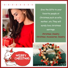 4 Pcs Christmas Brooch Pins Set Christmas Tree Santa Claus Bell Wearth Elk Brooch Pins for Christmas Rhinestone Crystal Xmas Pins Gifts Costume Accessory