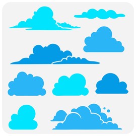 FINGERINSPIRE Clouds Painting Stencil 11.8x11.8inch Reusable 9 Styles Cloud Pattern Drawing Template DIY Art Clouds Theme Cartoon Clouds Decoration Stencil for Painting on Wood Wall Fabric Furniture