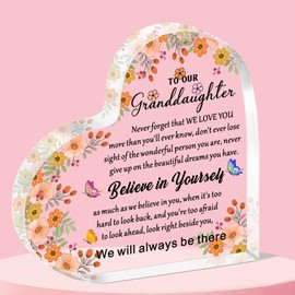 QMVMV Inspirational Gifts for Granddaughter,Granddaughter Acrylic Plaque Gift from Grandparents Birthday Gift for Granddaughter Encouragement Graduation Gift for Granddaughter