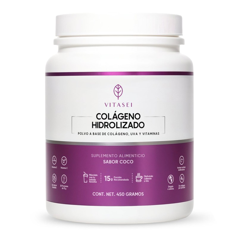 Vitasei Colágeno Hidrolizado en Polvo con Péptidos y Resveratrol, Coco