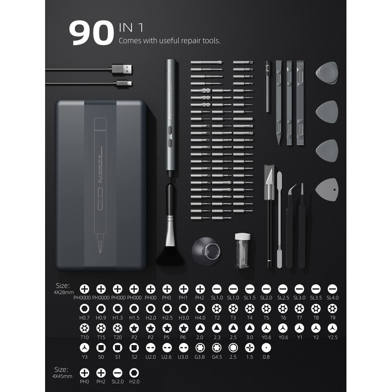 iFu Mini Electric Screwdriver, 90 in 1 Precision Screwdriver Set