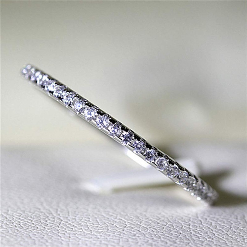 AINUOSHI Eternity Ring Women's 925 Sterling Silver Simulated Diamond Stackable