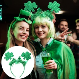 FRCOLOR 3sets Shamrock Headband for Patrick's Day Leprechaun Costume Accessory Sequin Hair Headpiece 2pcs*3
