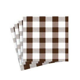 Caspari Gingham Paper Cocktail Napkins in Chocolate - 20 Per Package, 2 Packs