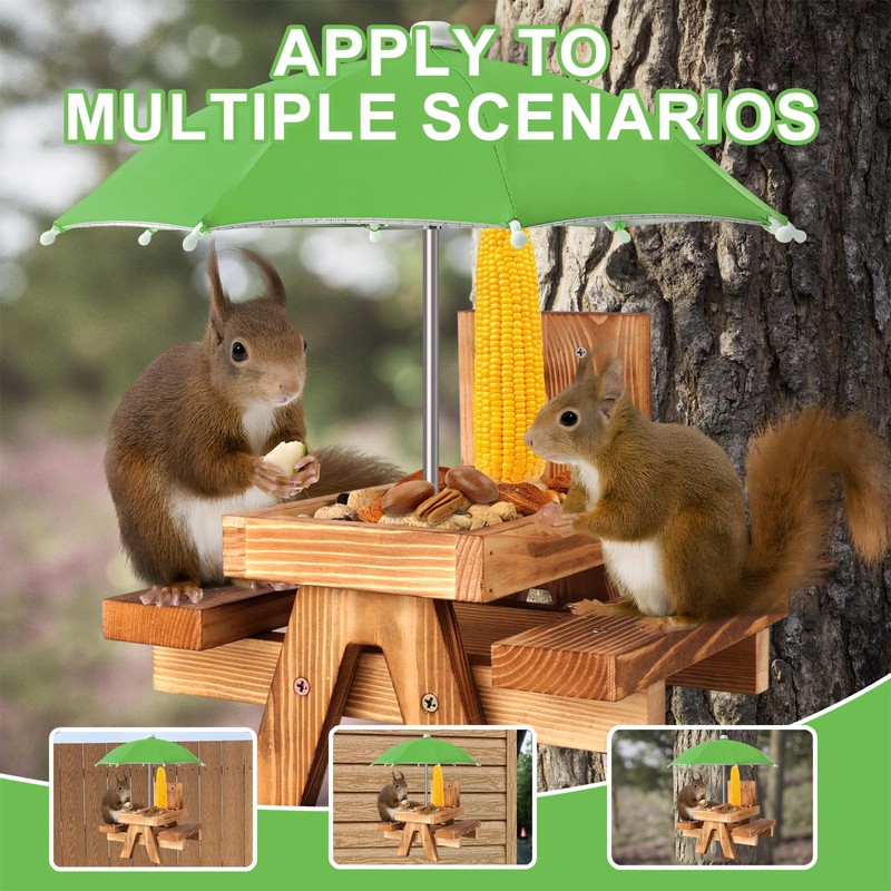 Gnodary Squirrel Feeder with Umbrella, Squirrel Feeders for Outside, Squirrel