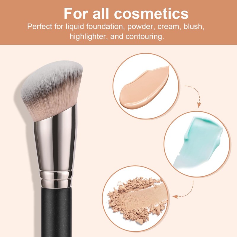 TEOYALL Angled Foundation Contour Brush, Synthetic Kabuki Brush for Concealing