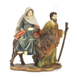 Maria Belt on Donkey with Joseph 5.25" Nativity Scene Resin