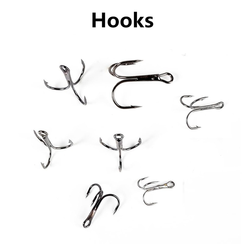 Treble Fishing Hooks, 100Pack High Carbon Steel Treble Hooks, Super