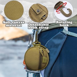 WisePoint Outdoor Coin Purse for Men, Nylon Coin Wallet Small Coin Pouch with Removable Hook, Lightweight Small Coin Bag Change Pouch Coin Purses for Hiking, Climbing, Cycling, Shopping (Brown)