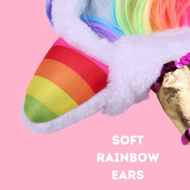 Needzo Rainbow Unicorn Headband, Girls Birthday Party Favor, Hair Accessories for Dress Up and Cosplay, One Size Fits Most (Pack of 10)