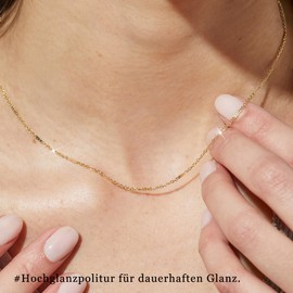 FENNELISA Women's Necklace, Layered Gold Chain, Hypoallergenic, Long Chain, 925 Silver, Adjustable, Waterproof, Gold Chain, Women, Pack of 3, Sterling Silver, No Gemstone