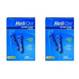 ReliOn 30 Gauge Ultra-Thin Lancets, 200 Ct (2 Pack)