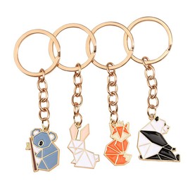 AMOR SPES 4pcs Koala Fox Panda Rabbit Key Chain Best Friends Family Gifts Key Ring for Father Mother Daughter Son