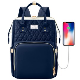 VSNOON Travel Laptop Backpack for Women, 15.6 Inch Stylish Laptop Backpacks Travel Backpack with USB Port Charging, Water Resistant Casual Computer Bag Gifts for Women Men,Blue