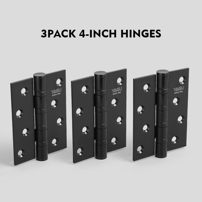 YAGU 3 Pack 4'' Door Hinges Brushed Black 4 x