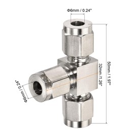 sourcing map Quick Connect Air Line Compression Fittings 304 Stainless Steel 6mm OD Tube 3 Way T Type Tee Union Splitter Connector