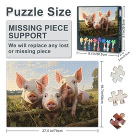 1000 Piece Puzzle for Adults - Adorable Piglets in Sunset Meadow with Golden Grass Jigsaw Puzzles 1000 Pieces, Coolest Adult Puzzles - 27.5x19.7 in