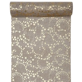 Santex 3 Meter Jute Tischläufer Weihnachten Sterne in HellbraunGold 30 cm [Breite]