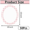 HEIPINIUYE HEIPINIUYE 50 Pieces Light Pink Gingham Oval Paper Plates