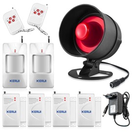 Home Alarm System, Door Alarm System, 115 dB with 4 Door Alarms, 2 Motion Sensors, Outdoor 2 Remote Control, 1 Siren Horn, Window Burglary Protection, Ring Alarm for Door, Window, Motorhome, Garage,
