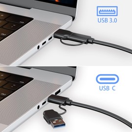 Mbiydeg SATA to USB 3.0 and USB C Adapter Cable for 3.5 2.5 Inch SSD/HDD Hard Drive Reader, External Converter for SSD/HDD Data Transfer with 12V/2A Power Adapter