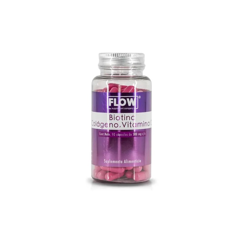 Biotina Colgeno Vitamina C 90 Cpsulas Flow 500mg Premium Sin