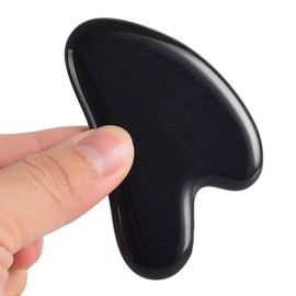 YAMHOHO Gua Sha Jade Stone Gua Sha Massage Tool, Guasha Tool for Face and Body Skin Massage. Tools for SPA Acupuncture, Pink Stone for Body Face Neck and Eye, Skin Care Gift for Woman (Black)
