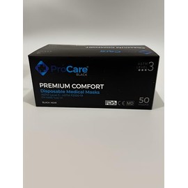 PROCARE BLACK Premium Comfort Medical Earloop Masks - 50/PK ASTM Level 3